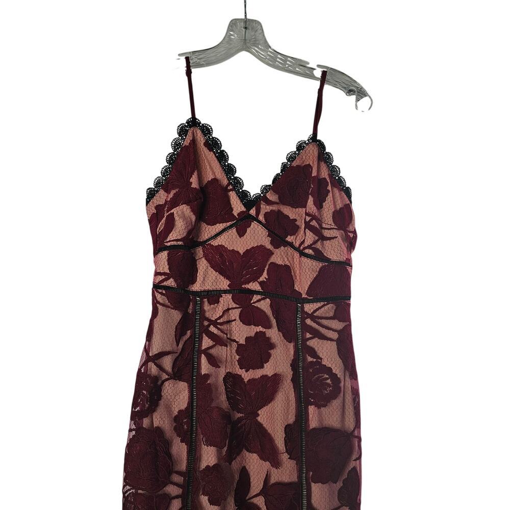 Lulus Alluring Dream Burgundy Floral Trumpet Midi Dress Trendy Quiet luxury - Picture 3 of 10